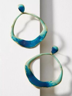 New Anthropologie Reflecting Pool Hooped Post Earrings
